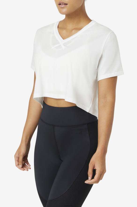 biely FILA fila biely fi-lux vysoký-nízky crop top 68Z201858