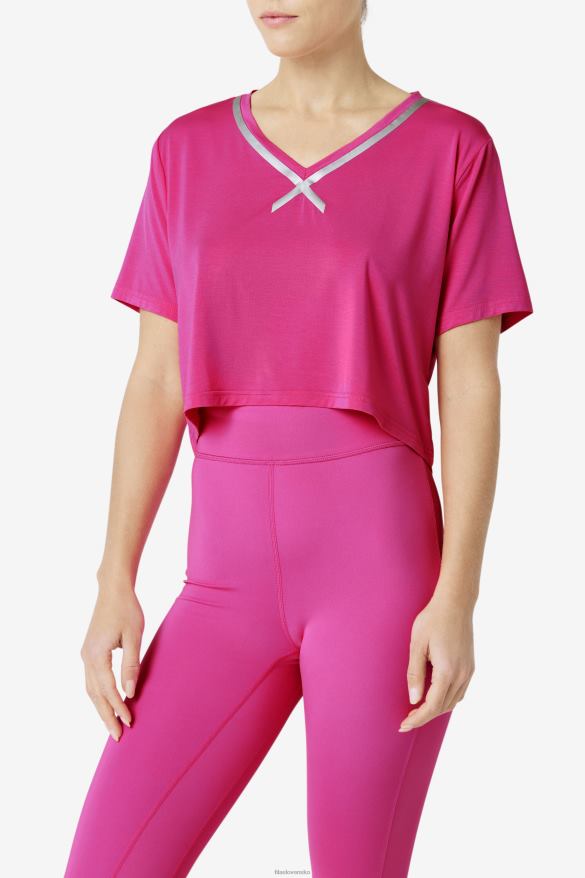 svetloružová FILA žiarivo ružový fi-lux high-low crop top fila 68Z201860