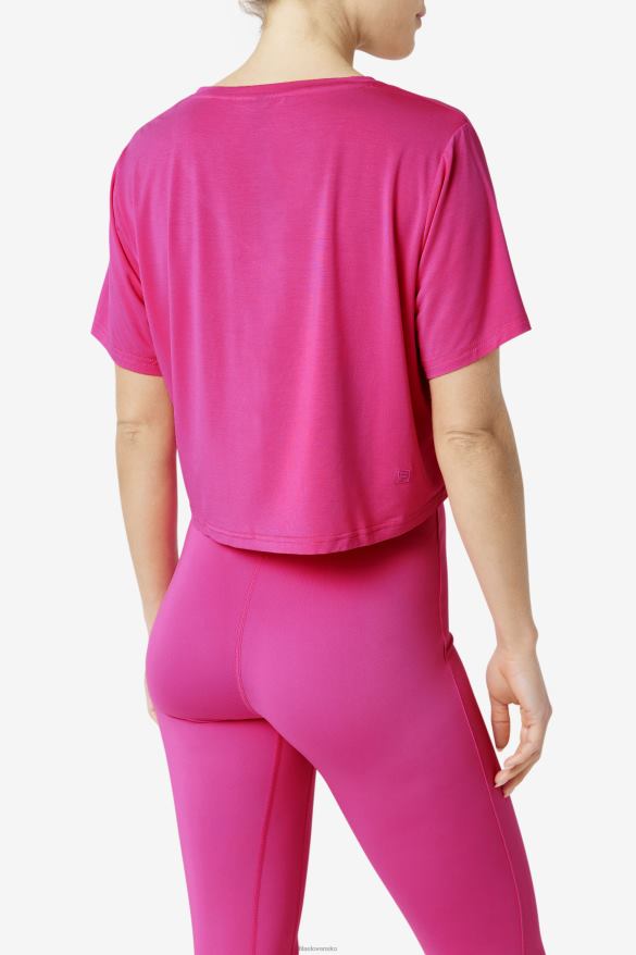 svetloružová FILA žiarivo ružový fi-lux high-low crop top fila 68Z201860