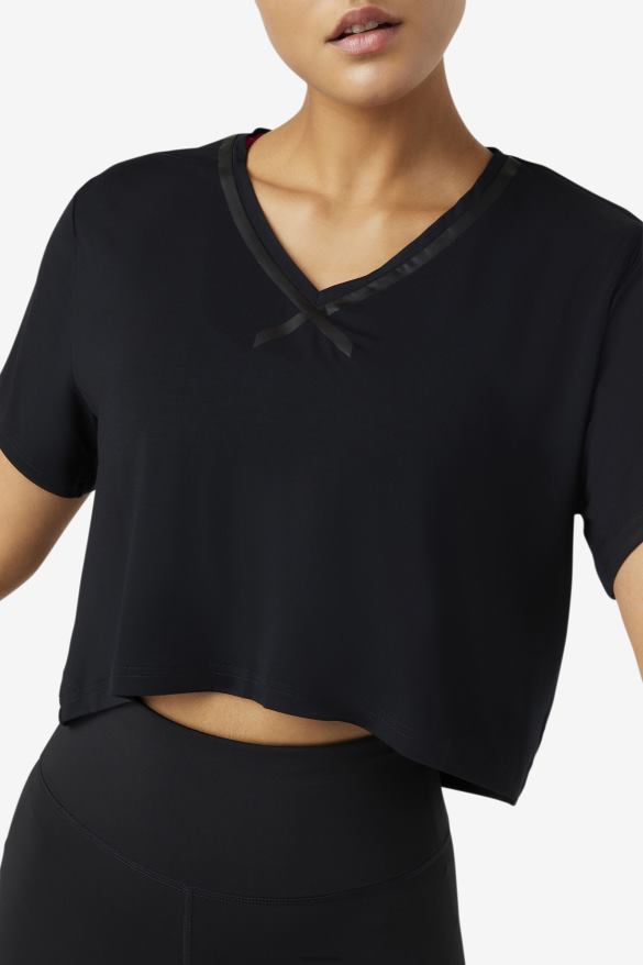 čierna FILA fi-lux high-low crop top black fila 68Z201859