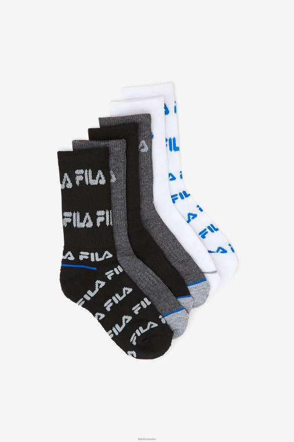 čierna multi FILA detská crew ponožka 6-balenie fila black multi 68Z201058