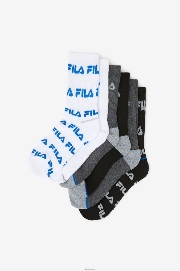 čierna multi FILA detská crew ponožka 6-balenie fila black multi 68Z201058