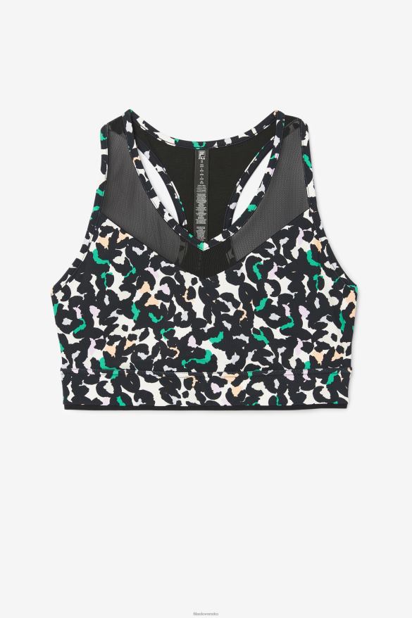 čierna zvieracia potlač FILA uplift racerback podprsenka top black animal print fila 68Z201853