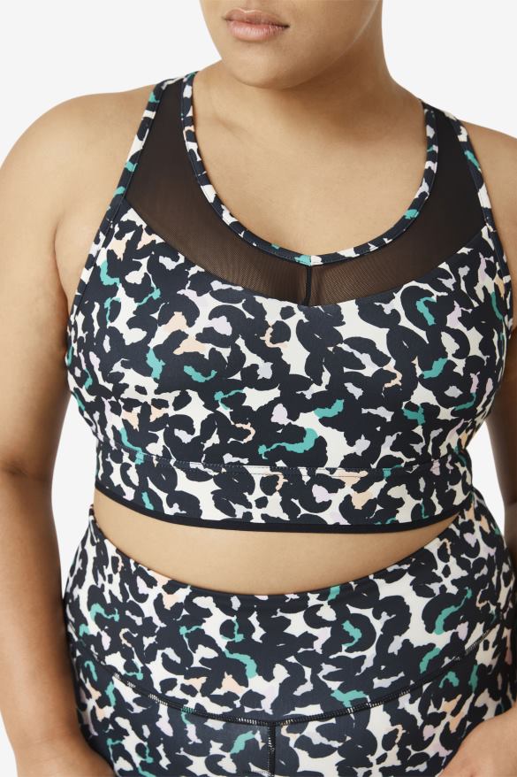 čierna zvieracia potlač FILA uplift racerback podprsenka top black animal print fila 68Z201853