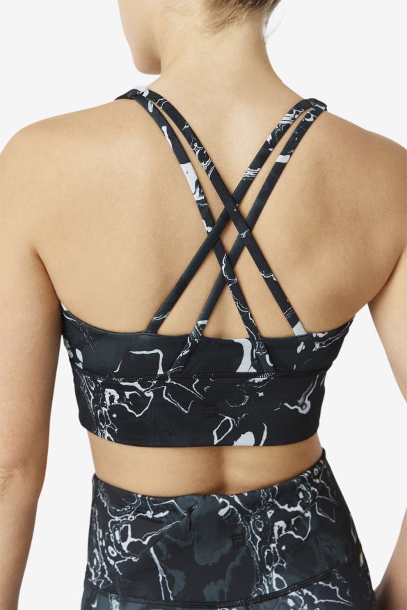 čierny mramor FILA uplift cross back bra top black marble fila 68Z201787