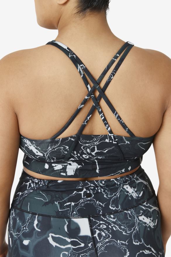 čierny mramor FILA uplift cross back bra top fila black marble 68Z201832